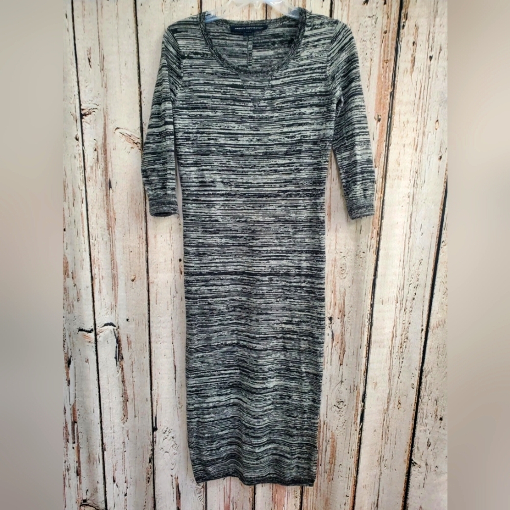 French Connection‎ Women's Size 4 Gray Spacedye Long-Sleeve Bodycon Dress EUC